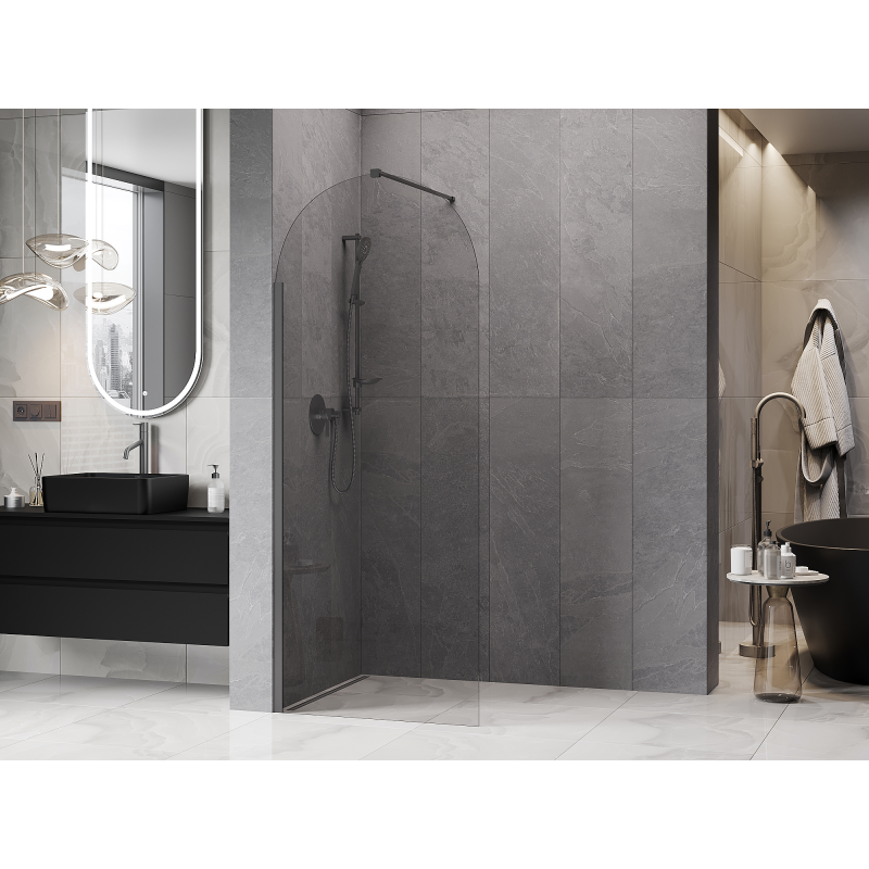 Mexen Kioto-Q sprchová stena Walk-in 80 x 200 cm, priehľadná 8 mm, gun metal - 800-080-101-95-00-Q