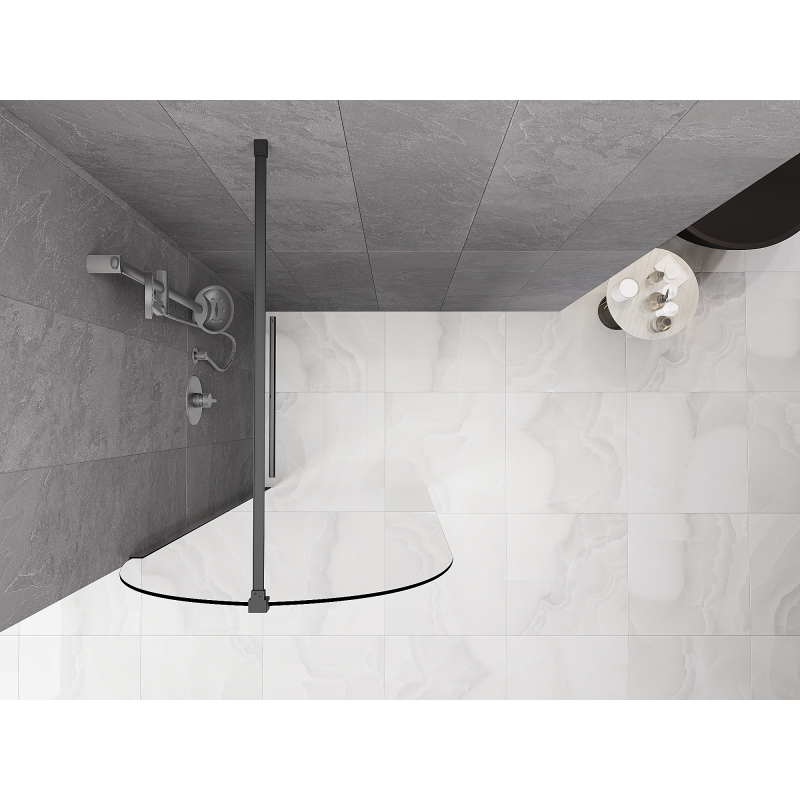 Mexen Kioto-Q sprchová stena Walk-in 80 x 200 cm, priehľadná 8 mm, gun metal - 800-080-101-95-00-Q