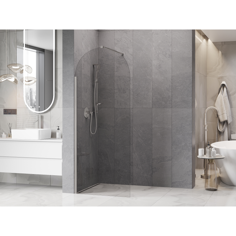 Mexen Kioto-Q sprchová stena Walk-in 80 x 200 cm, priehľadné 8 mm, brúsený nikel - 800-080-101-97-00-Q