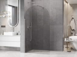 Mexen Kioto-Q sprchová stena Walk-in 100 x 200 cm, transparentná 8 mm, brúsený nikel - 800-100-101-97-00-Q