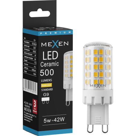 Mexen Aura Stmievateľná LED žiarovka G9, 5W, Studená - 6500K, 520 lm - L122-G9-0565-01