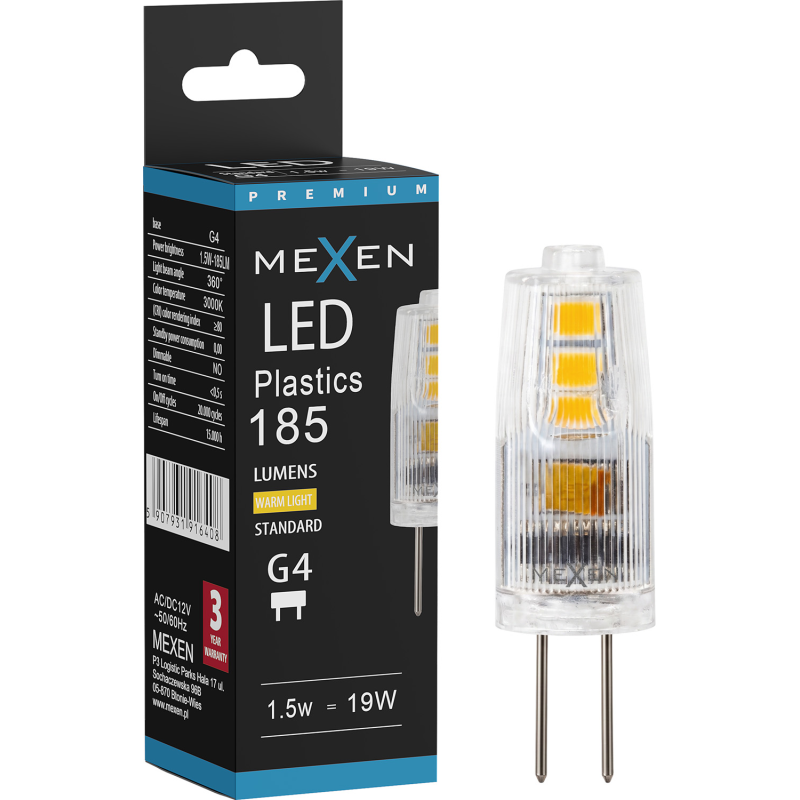 Mexen Oris LED žiarovka G4, 1,5W, Teplá - 3000K, 185 lm - L115-G4-0130-01