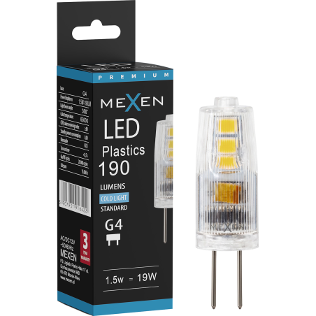 Mexen Oris LED žiarovka G4, 1,5W, Studená - 6500K, 190 lm - L115-G4-0165-01