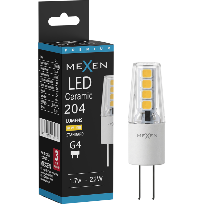 Mexen Oris LED žiarovka G4, 1,7 W, Teplá - 3000K, 204 lm - L115-G4-0130-02