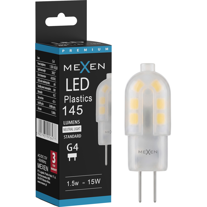 Mexen Oris LED žiarovka G4, 1,5W, Neutrálna - 4000K, 145 lm - L115-G4-0140-03