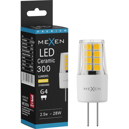 Mexen Oris LED žiarovka G4, 2,5W, Teplá - 3000K, 300 lm - L115-G4-0230-01