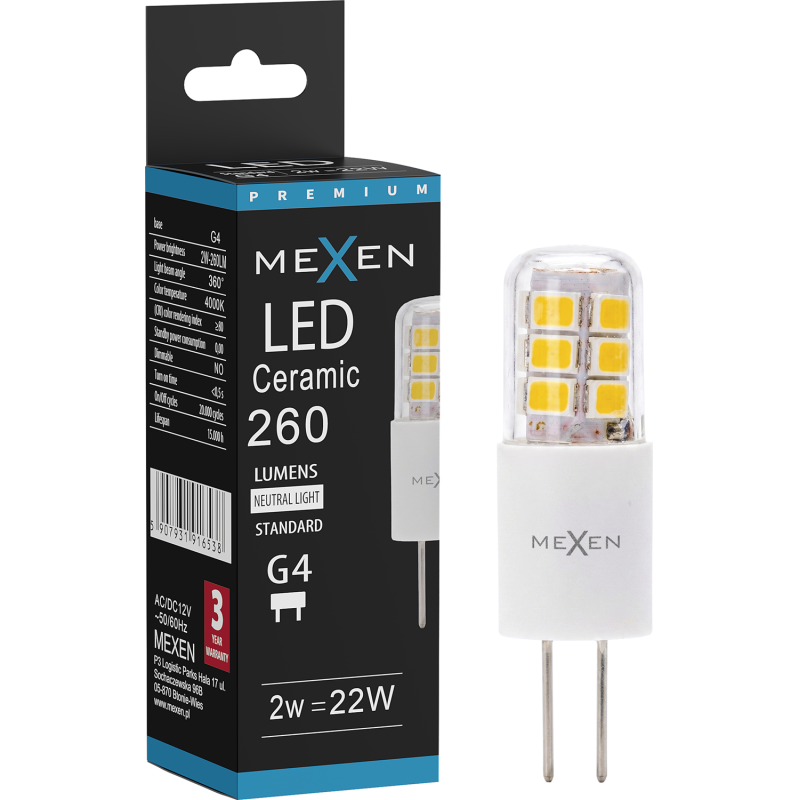 Mexen Oris LED Žiarovka G4, 2W, Neutrálna - 4000K, 260 lm - L115-G4-0240-02