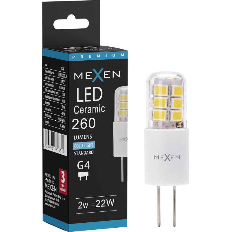 Mexen Oris LED Žiarovka G4, 2W, Studená - 6500K, 260 lm - L115-G4-0265-02