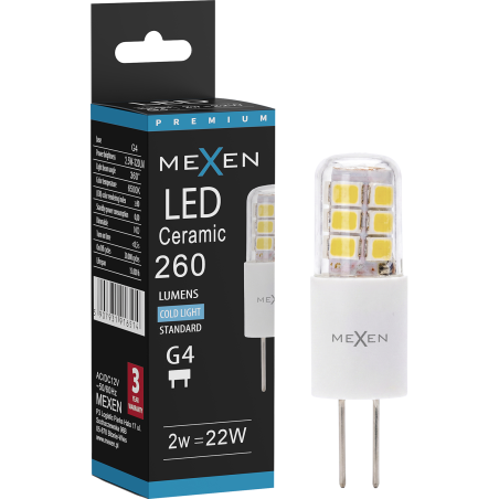 Mexen Oris LED Žiarovka G4, 2W, Studená - 6500K, 260 lm - L115-G4-0265-02