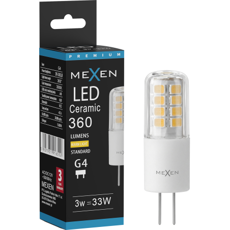 Mexen Oris LED žiarovka G4, 3W, Teplá - 3000K, 360 lm - L115-G4-0330-01