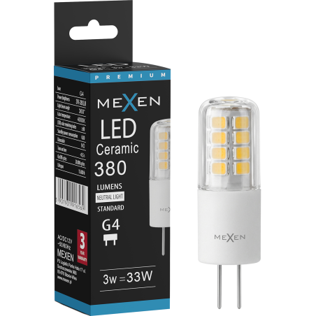Mexen Oris LED žiarovka G4, 3W, Neutrálna - 4000K, 380 lm - L115-G4-0340-01