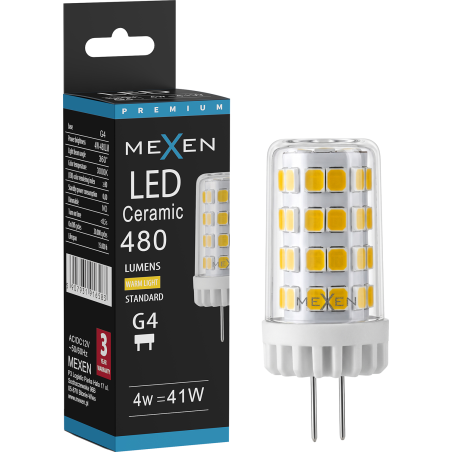 Mexen Oris LED žiarovka G4, 4W, Teplá - 3000K, 480 lm - L115-G4-0430-01
