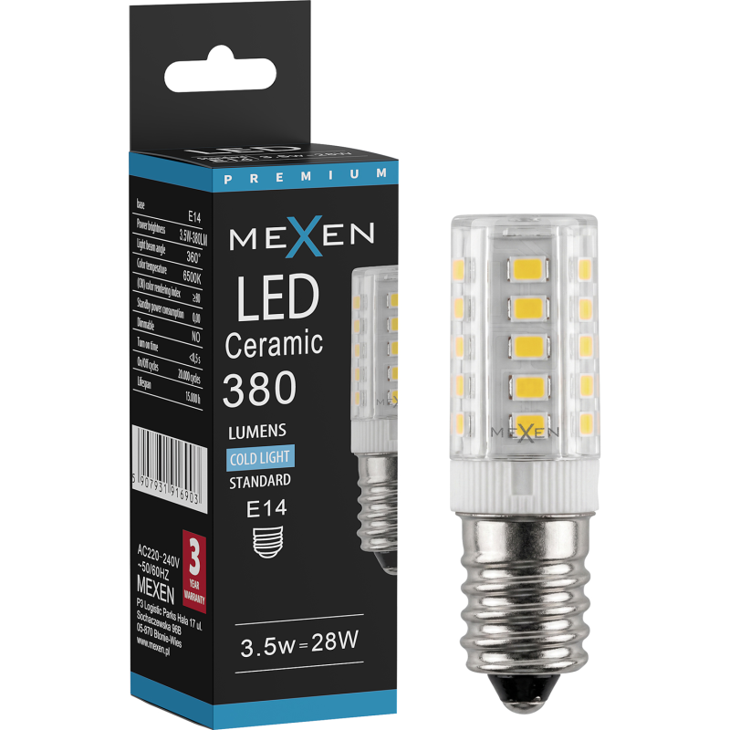 Mexen Aura LED žiarovka E14, 3,5W, Studená - 6500K, 380 lm - L121-E14-0365-01