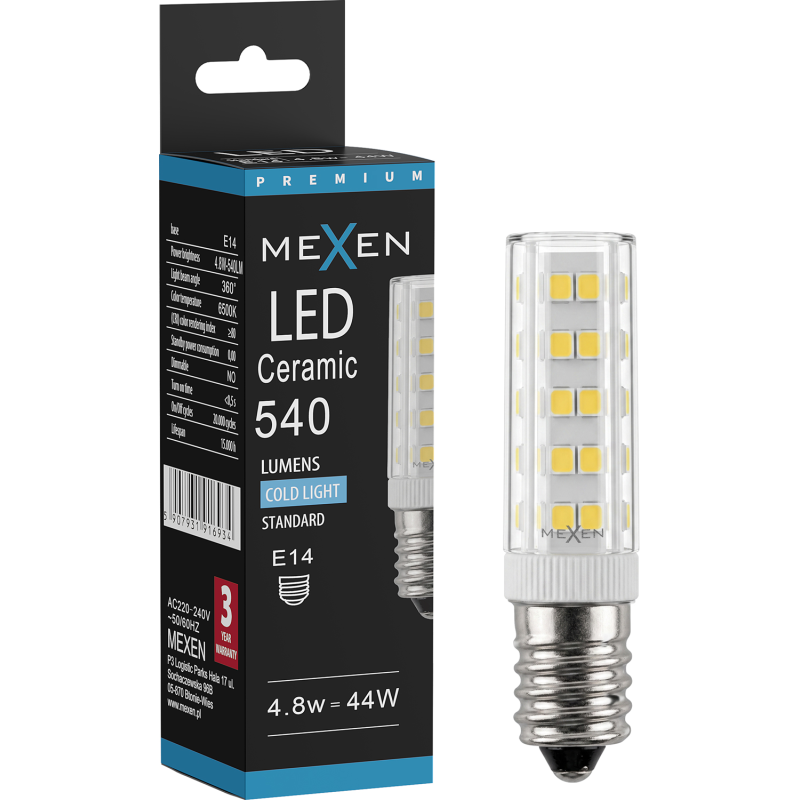 Mexen Aura LED žiarovka E14, 4,8W, Studená - 6500K, 540 lm - L121-E14-0565-01