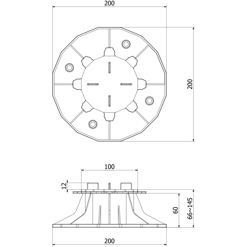 Mexen UniC nastaviteľná terasová podpera pod dlaždice 66-145 mm - C9902-066-145