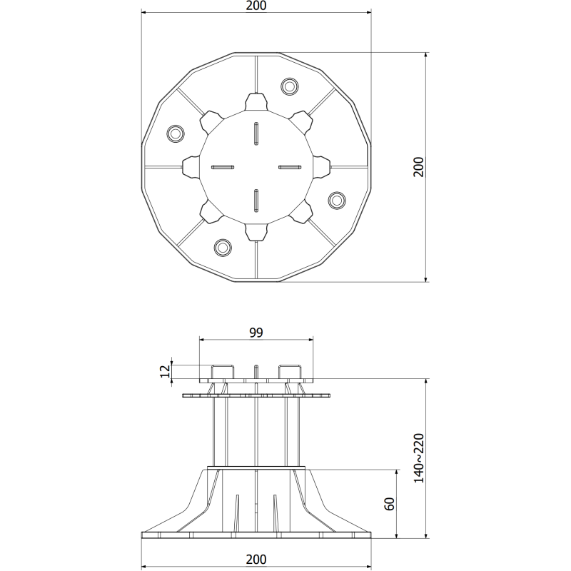 Mexen UniC nastaviteľný terasový držiak na dosky 140-220 mm - C9902-140-220