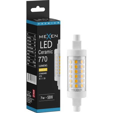 Mexen Vega Stmievateľná LED žiarovka R7S, 7W, Teplá - 3000K, 770 lm - L125-R7S-0730-01