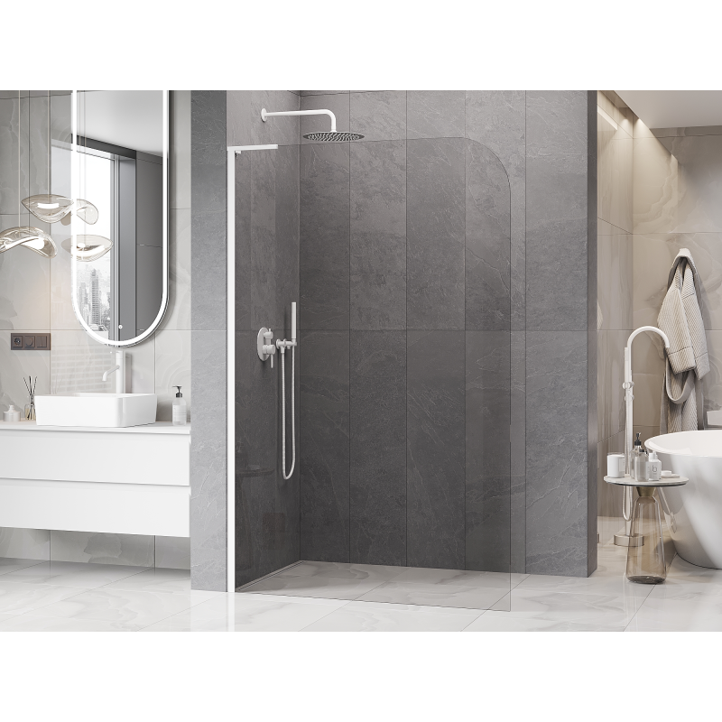 Mexen Kioto-P L sprchová stena Walk-in 80 x 200 cm, transparentná 8 mm, biela - 800-080-103-20-00-P