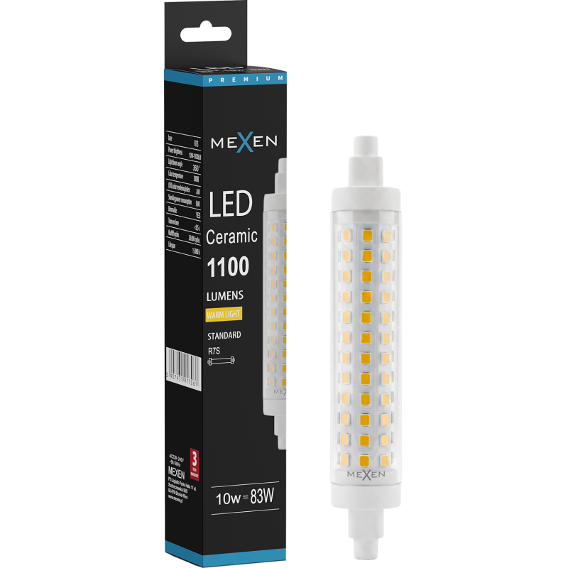 Mexen Vega Stmievateľná LED žiarovka R7S, 10W, Teplá - 3000K, 1100 lm - L125-R7S-1030-02