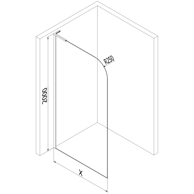 Mexen Kioto-P L sprchová stena Walk-in 70 x 200 cm, priehľadná 8 mm, zlatá - 800-070-103-50-00-P