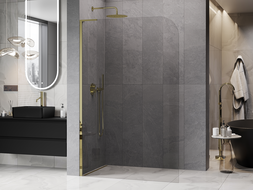 Mexen Kioto-P L sprchová stena Walk-in 70 x 200 cm, priehľadná 8 mm, zlatá - 800-070-103-50-00-P