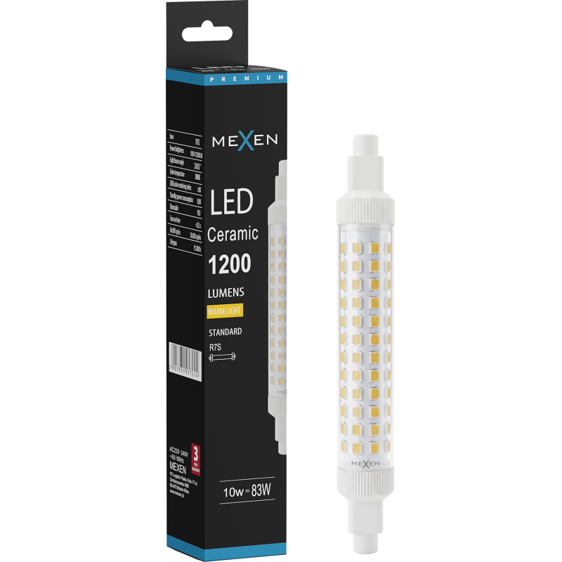 Mexen Vega Žiarovka LED R7S, 10W, Teplá - 3000K, 1200 lm - L126-R7S-1030-02