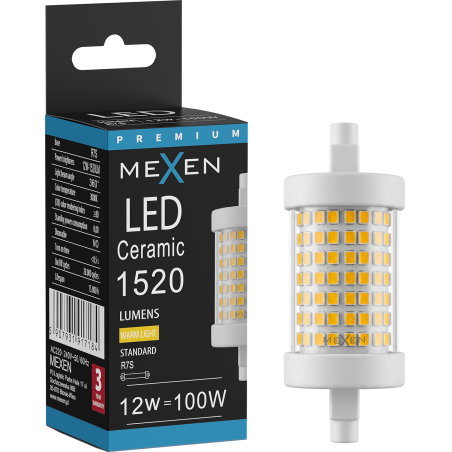 Mexen Vega LED žiarovka R7S, 12W, Teplá - 3000K, 1520 lm - L126-R7S-1230-01