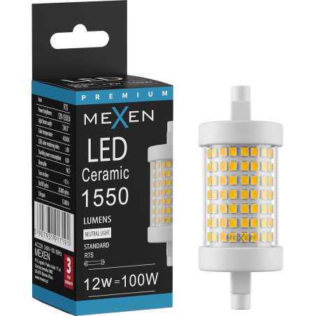 Mexen Vega LED žiarovka R7S, 12W, Neutrálna - 4000K, 1550 lm - L126-R7S-1240-01