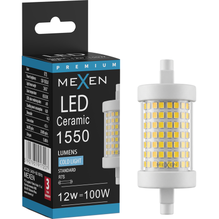 Mexen Vega LED žiarovka R7S, 12W, Studená - 6500K, 1550 lm - L126-R7S-1265-01
