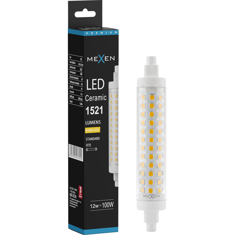 Mexen Vega LED žiarovka R7S, 12W, Teplá - 3000K, 1521 lm - L126-R7S-1230-02