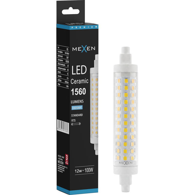 Mexen Vega LED žiarovka R7S, 12W, Studená - 6500K, 1560 lm - L126-R7S-1265-02