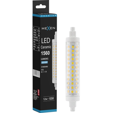 Mexen Vega LED žiarovka R7S, 12W, Studená - 6500K, 1560 lm - L126-R7S-1265-02
