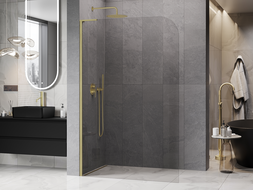 Mexen Kioto-P L sprchová stena Walk-in 100 x 200 cm, transparentná 8 mm, zlatá brúsená - 800-100-103-55-00-P