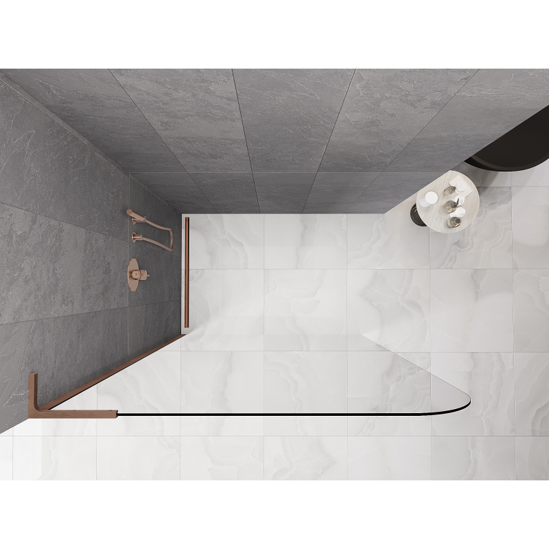 Mexen Kioto-P L sprchová stena Walk-in 70 x 200 cm, transparentná 8 mm, brúsená meď - 800-070-103-65-00-P
