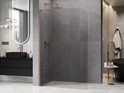 Mexen Kioto-P L sprchová stena Walk-in 120 x 200 cm, transparentná 8 mm, brúsená meď - 800-120-103-65-00-P