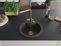 Mexen Diego jednodrezový granitový drez s kuchynskou batériou Duero, čierny škvrnitý - 6512-76-671600-50