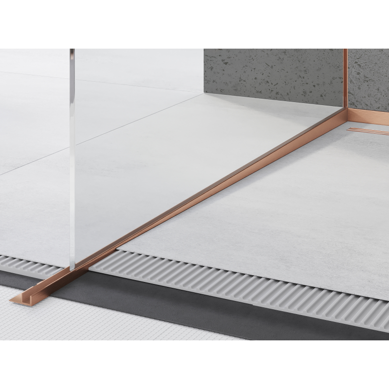 Mexen Line-B spádová lišta na sklo 120 cm ľavá, brúsená meď - 186504120L