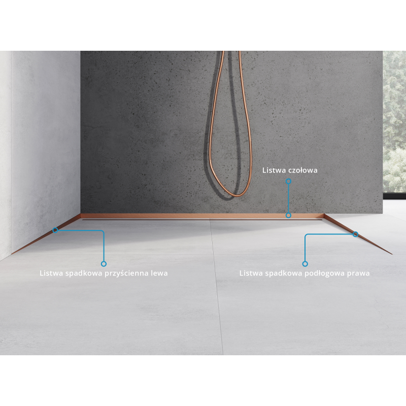 Mexen Line-B pristanová lišta 120 cm ľavá, brúsená meď - 186502120L