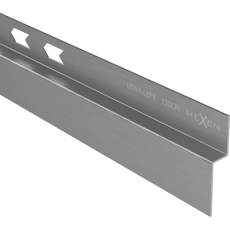 Mexen Line-B stenová spádová lišta 120 cm ľavá, kefovaná gun gray - 186602120L
