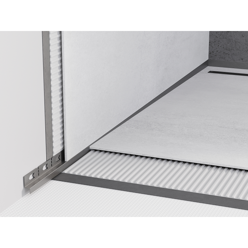 Mexen Line-B stenová spádová lišta 120 cm ľavá, kefovaná gun gray - 186602120L