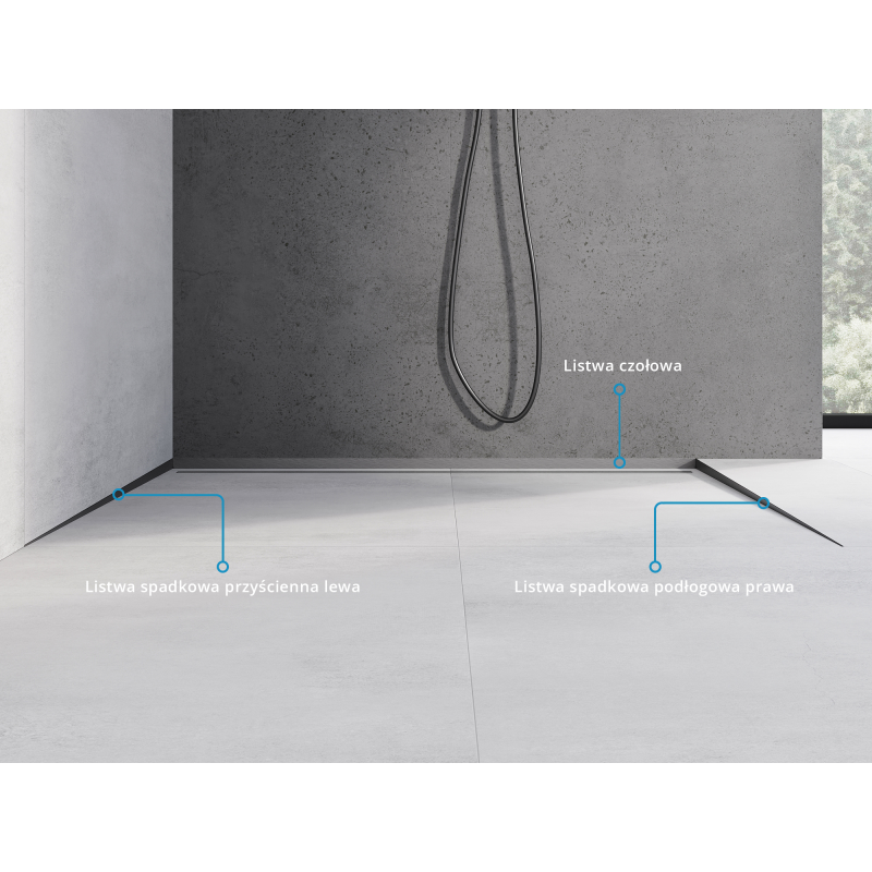 Mexen Line-B stenová spádová lišta 120 cm ľavá, kefovaná gun gray - 186602120L