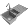 Mexen Andres žulový drez 1,5-komorový s odkvapkávačom a kuchynskou batériou Duero, šedý - 6515-71-671600-71