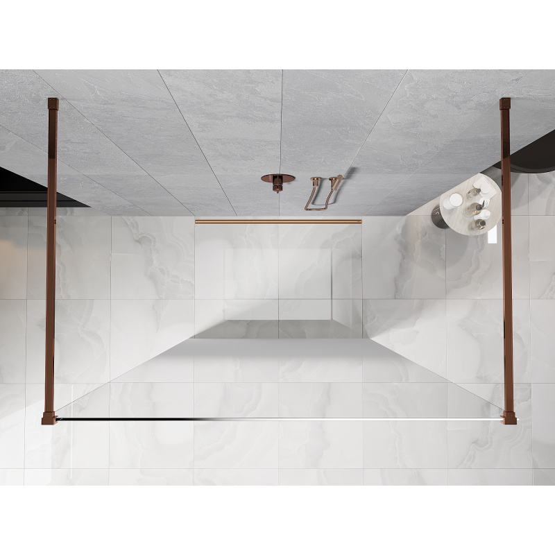 Mexen Kioto voľne stojaca sprchová stena 150 x 200 cm, biely ombre 8 mm, ružové zlato - 800-150-002-60-86