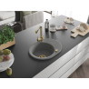 Mexen Kevin granitový kuchynský drez s 1 komorou s odkvapkávačom a kuchynskou batériou Duero, sivý - 6517-71-671600-50