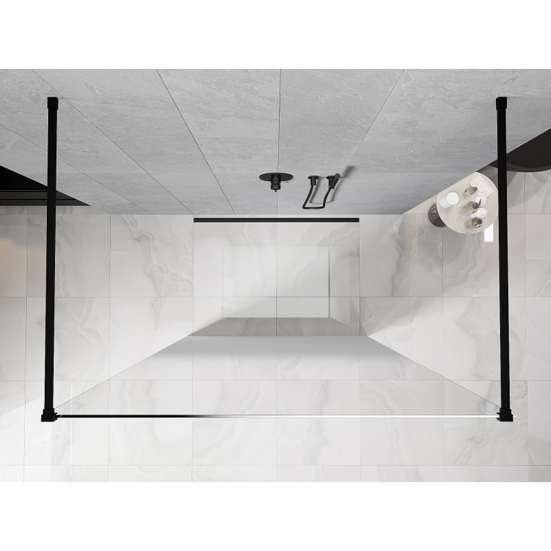 Mexen Kioto voľne stojaca sprchová stena 130 x 200 cm, ombre biela 8 mm, čierna - 800-130-002-70-86