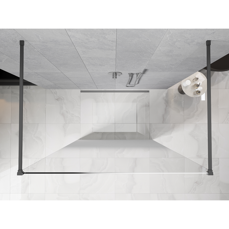 Mexen Kioto voľne stojaca sprchová stena 100 x 200 cm, biela ombre 8 mm, gun metal - 800-100-002-95-86