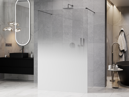 Mexen Kioto samostatne stojaca sprchová clona 150 x 200 cm, biela ombre 8 mm, pištoľová oceľ - 800-150-002-95-86