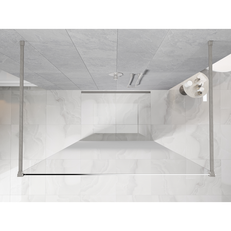 Mexen Kioto voľne stojaca sprchová stena 130 x 200 cm, biela ombre 8 mm, brúsený nikel - 800-130-002-97-86