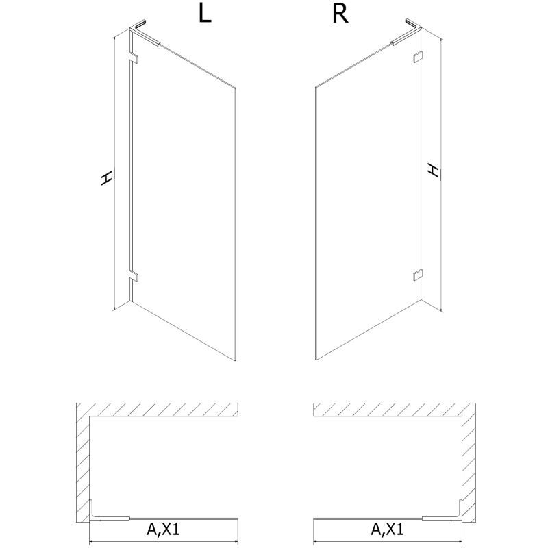 Mexen Lunar L sprchová stena Walk-in pravá 120 x 200 cm, transparentná 8 mm, zlatá brúsená - 830L-120-000-55-00-P