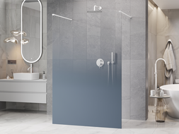 Mexen Kioto samostatne stojaca sprchová stena 150 x 200 cm, modrá ombre 8 mm, biela - 800-150-002-20-46